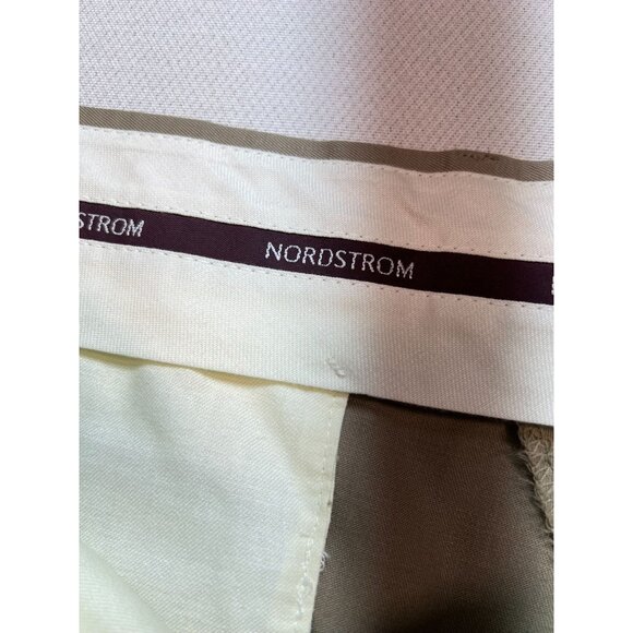 Nordstrom Men's Wool Pleated Dress Pants Straight Leg Size 38R Beige Stretch - Picture 3 of 8